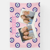 Personalized Pink Evil Eye Pattern Gifts With Name Banner (Vertikal)