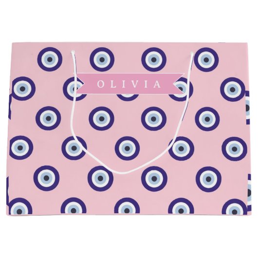 Personalized Pink Evil Eye Pattern Gifts With Name Große Geschenktüte (Vorderseite)
