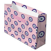 Personalized Pink Evil Eye Pattern Gifts With Name Große Geschenktüte (Vorderseite Schrägansicht)