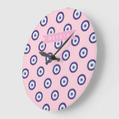 Personalized Pink Evil Eye Pattern Gifts With Name Große Wanduhr (Winkel)