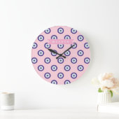 Personalized Pink Evil Eye Pattern Gifts With Name Große Wanduhr (Zuhause)