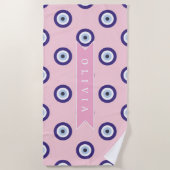 Personalized Pink Evil Eye Pattern Gifts With Name Strandtuch (Vorderseite)