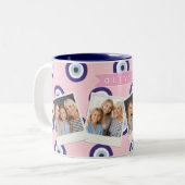 Personalized Pink Evil Eye Pattern Gifts With Name Zweifarbige Tasse (Vorderseite Links)
