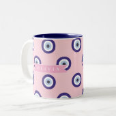 Personalized Pink Evil Eye Pattern Gifts With Name Zweifarbige Tasse (Vorderseite Links)