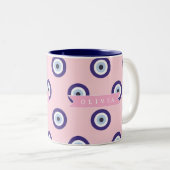 Personalized Pink Evil Eye Pattern Gifts With Name Zweifarbige Tasse (VorderseiteRechts)