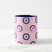 Personalized Pink Evil Eye Pattern Gifts With Name Zweifarbige Tasse (Mittel)
