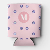 Personalized Pink Evil Eye Pattern Monogram Dosenkühler (Vorderseite)