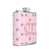 Personalized Pink Evil Eye Pattern Monogram Flachmann (Rechts)
