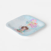 Personalized Pink Fairy on a Cloud Paper Plate Pappteller (Gewinkelt)