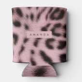 Personalized Pink Faux Fur Leopard Print Dosenkühler (Rückseite)