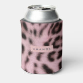 Personalized Pink Faux Fur Leopard Print Dosenkühler (Kanne Rückseite)