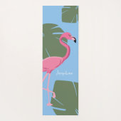 Personalized Pink Flamingo with Tropical Leaves Yogamatte (Rückseite)