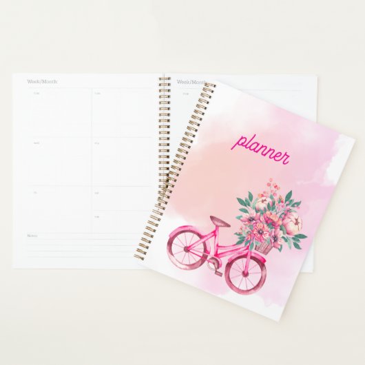 Personalized Pink Floral Bicycle Weekly Planner Planer (Anzeige)