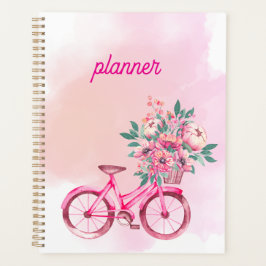 Personalized Pink Floral Bicycle Weekly Planner Planer