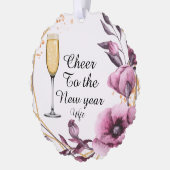 Personalized pink floral champagne glass typograph ornament karte (Links)