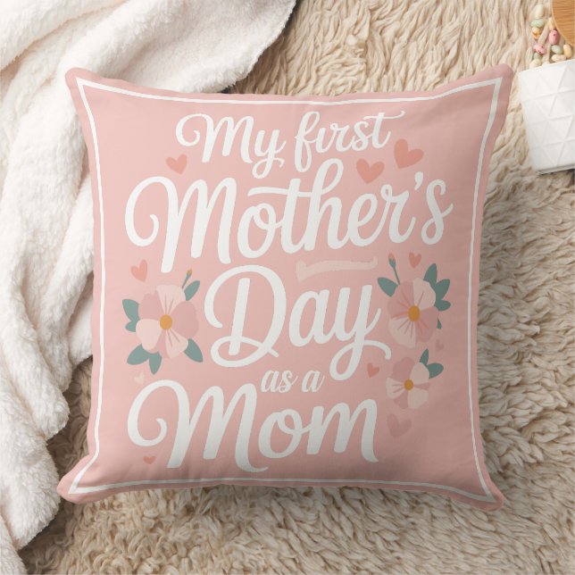 Personalized Pink Floral First Mother's Day  Kissen (Decke)