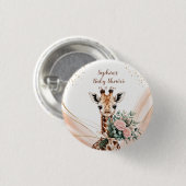 Personalized Pink Floral Giraffe Baby Shower Butto Button (Vorne & Hinten)