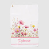 Personalized Pink Floral Golfhandtuch (Vorderseite)