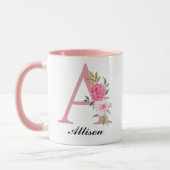 Personalized Pink Floral Monogram Mug Gift for Her Tasse (Links)