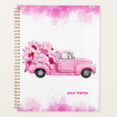 Personalized Pink Floral Truck Planner Planer (Vorderseite)