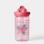 Personalized Pink Floral Water Bottle – 14 oz Trinkflasche (Vorne)