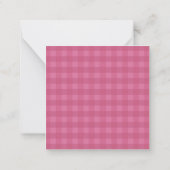 Personalized Pink Gingham Mitteilungskarte (Rückseite)