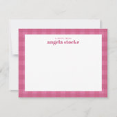 Personalized Pink Gingham Mitteilungskarte (Vorderseite)