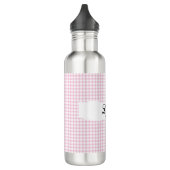 Personalized Pink Gingham Pattern & Custom Name Edelstahlflasche (Links)