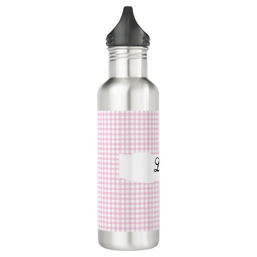 Personalized Pink Gingham Pattern & Custom Name Edelstahlflasche (Links)