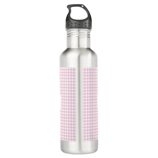 Personalized Pink Gingham Pattern & Custom Name Edelstahlflasche (Rückseite)