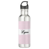 Personalized Pink Gingham Pattern & Custom Name Edelstahlflasche (Vorderseite)