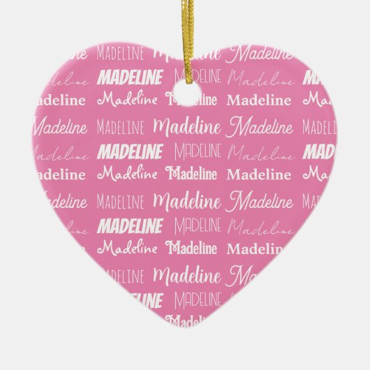Personalized Pink Girls Name Collage Christmas Keramik Ornament (Vorne)
