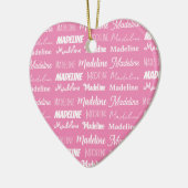 Personalized Pink Girls Name Collage Christmas Keramik Ornament (Links)