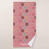 Personalized Pink Glitter Donut  Badehandtuch (Badehandtuch)