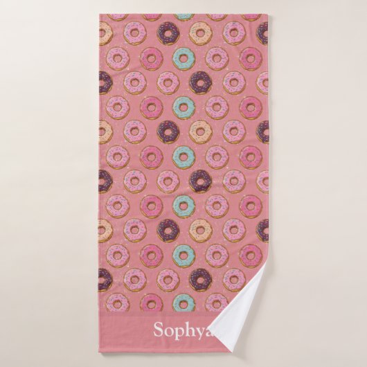 Personalized Pink Glitter Donut  Badehandtuch (Badehandtuch)