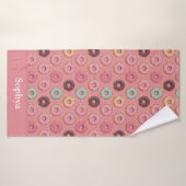 Personalized Pink Glitter Donut  Badehandtuch (Badehandtuch)