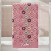 Personalized Pink Glitter Donut  Badehandtuch