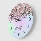 Personalized Pink Glitter Große Wanduhr (Winkel)