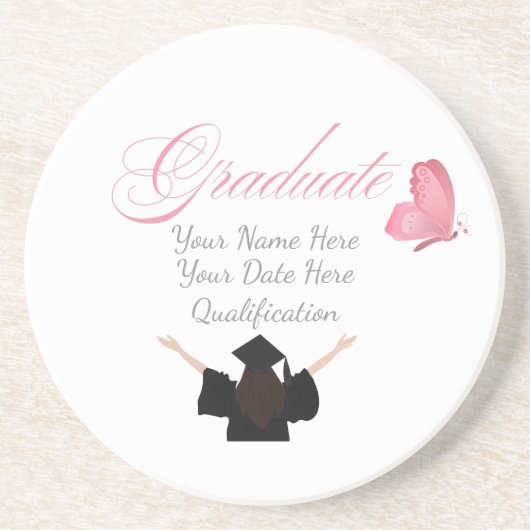 Personalized Pink Graduate Gift, Custom Name  Getränkeuntersetzer (Vorne)
