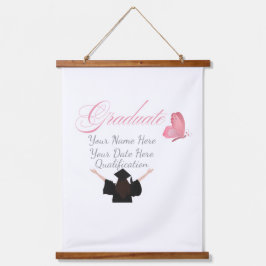 Personalized Pink Graduate Gift, Custom Name  Wandteppich Mit Holzrahmen