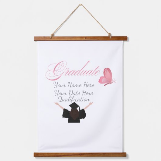 Personalized Pink Graduate Gift, Custom Name  Wandteppich Mit Holzrahmen (Vorderseite)