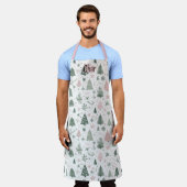 Personalized Pink & Green Christmas Tree Pattern Schürze (Getragen)