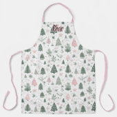 Personalized Pink & Green Christmas Tree Pattern Schürze (Vorderseite)