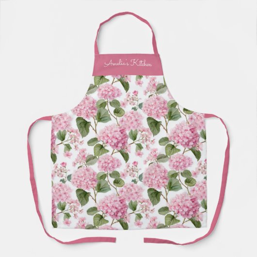 Personalized Pink Green Floral Pattern Schürze (Vorderseite)