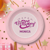 Personalized Pink Happy Birthday  Pappteller