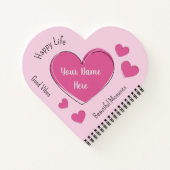 Personalized Pink Heart Notebook & Sketchbook Notizblock (Rückseite)