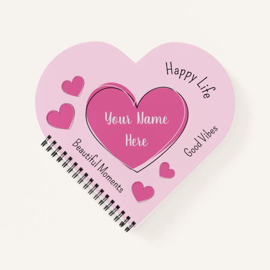 Personalized Pink Heart Notebook & Sketchbook Notizblock (Vorderseite)