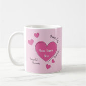 Personalized Pink Hearts Coffee Mug Kaffeetasse (Links)