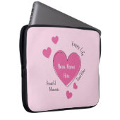 Personalized Pink Hearts Laptop Case (Vorne Rechts)
