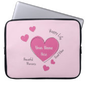 Personalized Pink Hearts Laptop Case (Vorderseite)